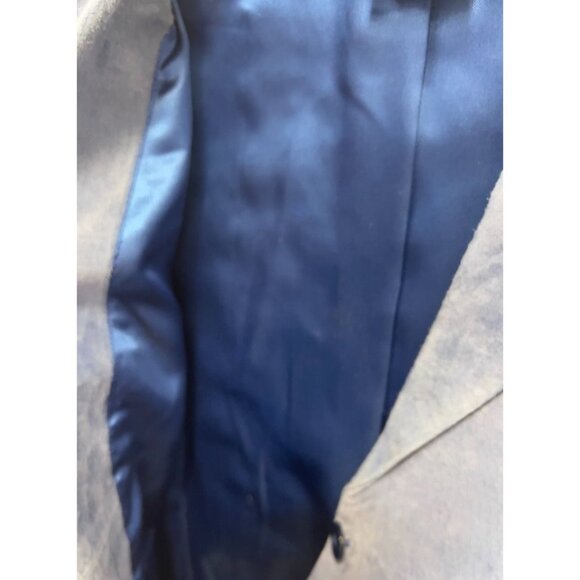 Victor COSTA "Occasion" Women's Leather Jacket Sz. M Embroidered Cut Out BLUE - Picture 7 of 11